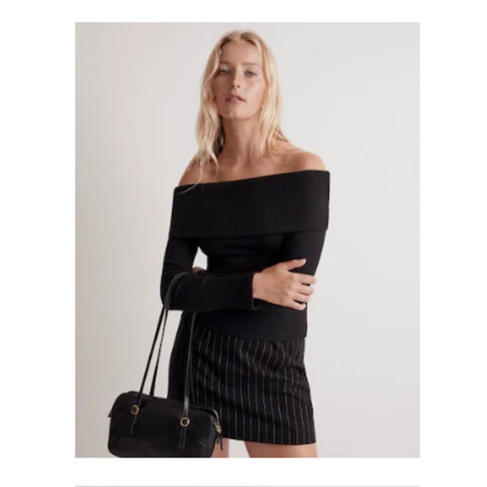 Madewell Black Off-Shoulder Long-Sleeve Top Size XS